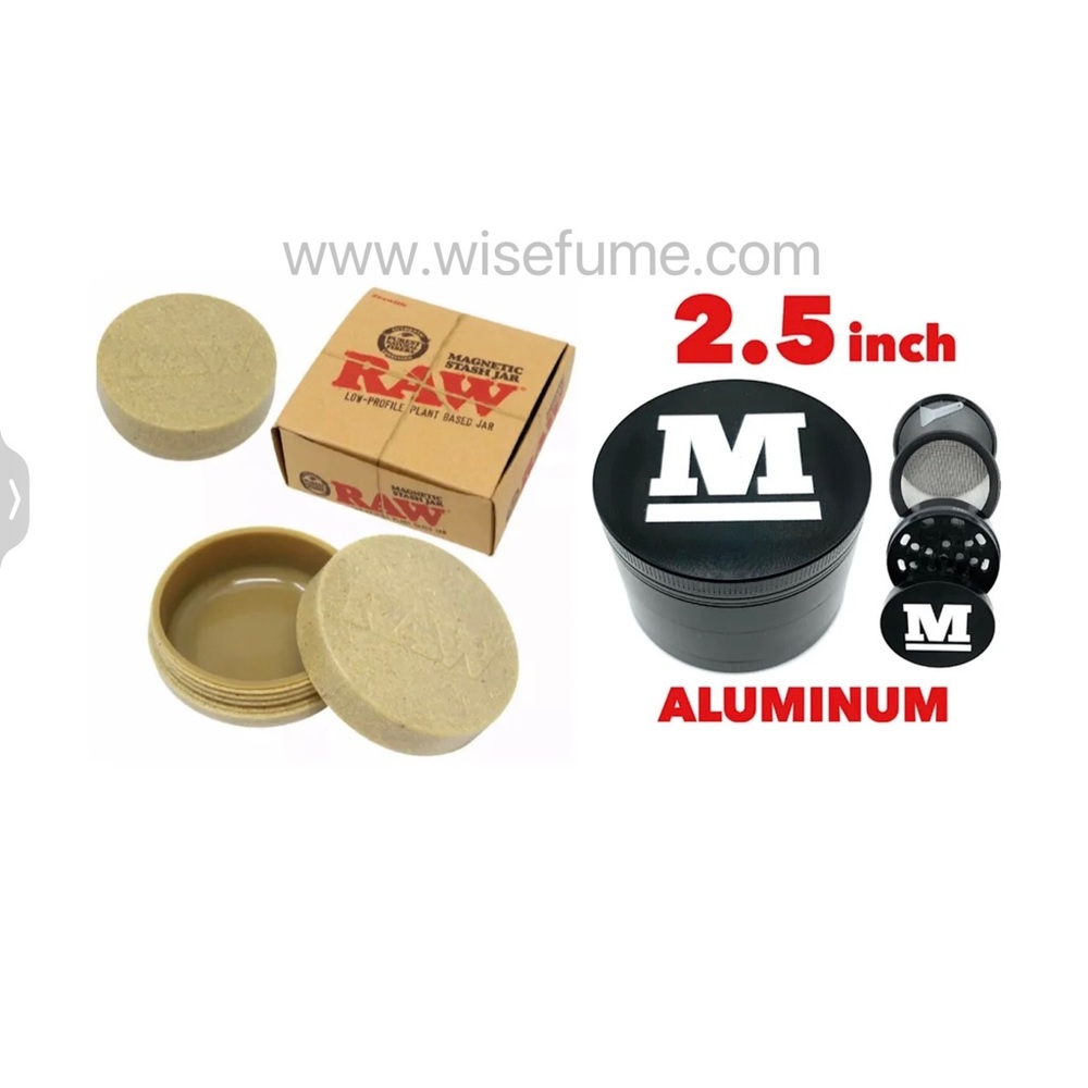 raw magnetic stash jar +aluminum grinder